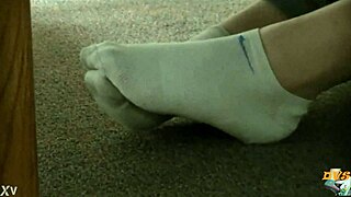 hidden cam catches candid dirty sneakers and sweaty socks up close