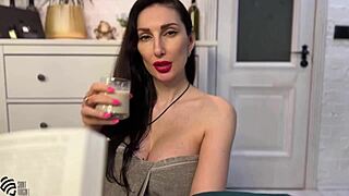 amateur student blasts cum in hot milf's mouth then tits fuck her pov style