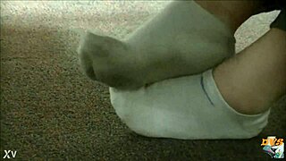 hidden cam catches candid dirty sneakers and sweaty socks up close