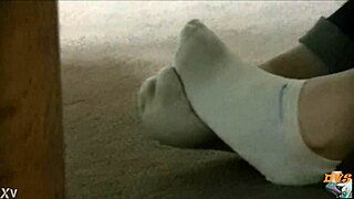 hidden cam catches candid dirty sneakers and sweaty socks up close