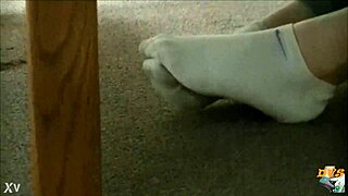 hidden cam catches candid dirty sneakers and sweaty socks up close