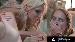 I lose my virginity to a futuristic milf in rough threesome passion