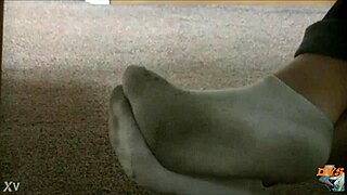 hidden cam catches candid dirty sneakers and sweaty socks up close
