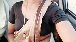 Beautiful Saree Call Girl Delivers Dirty Telugu Car Sex Tit Tease