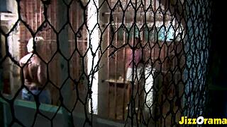 Jizzorama Super Old Grandpa Gets Flat-Chested Blowjob in Prison Stable