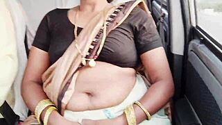 Beautiful Saree Call Girl Delivers Dirty Telugu Car Sex Tit Tease