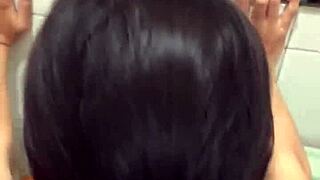Wife's Tight Ass Pounded Hard in Bathroom Creampie Finish Close-Up Pov Rough
