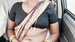 Beautiful Saree Call Girl Delivers Dirty Telugu Car Sex Tit Tease