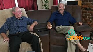old guy rides bare teen blonde cowgirl on his thick cock