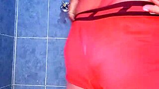 mexican babe models shiny satin panties and lingerie seductively