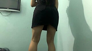 college coed shakes her fat asian ass hard during intense skirt workout session