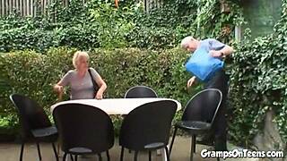 Ever Wondered How a Petite Teen Handles Old Grandpa's Cock Bent Over in the Forest?