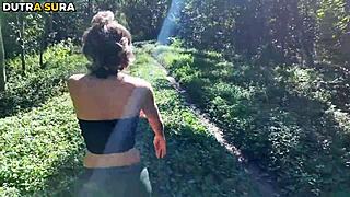 stepdad pops tight virgin stepdaughter's anal cherry in wild woods?