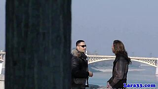 British milf in latex boots picked up for bent over cumshot surprise