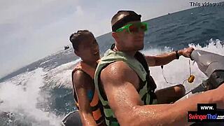 Sexy Thai Girlfriend Sucks Cock on Jetski in Public Outdoors