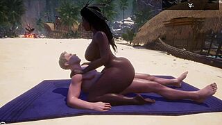 curvy black milf jadeen fucks jason's big white dick beachside