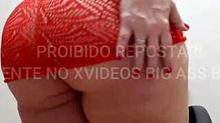 Fat blonde mature dances sensually shaking her big bum in red dress