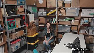 big tit teen burglar caught stealing ripped clothes fucked hardcore office