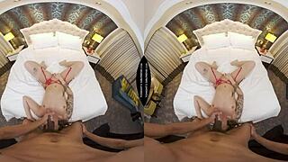 little rory knox in lingerie stockings gets vr fun with friend's huge black cock inside