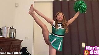 cheerleader fingers her wet pussy until she cums hard