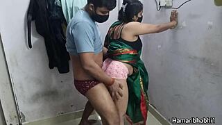 In the village, sexy Desi aunty and bhabhi share a hardcore amateur fuck session with hot pussy action and intense pounding