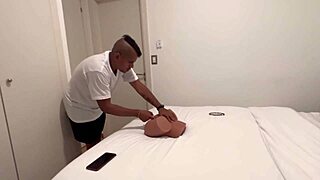 stepmom tricked into swapping with fuck doll then creampies stepson hard!!