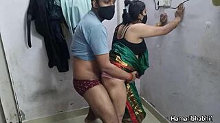 In the village, sexy Desi aunty and bhabhi share a hardcore amateur fuck session with hot pussy action and intense pounding