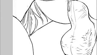 drawing ffm threesome ass licking pussy fuck with swingers lesbian group 😍🔥