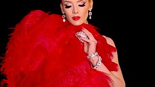 i shine in this slutty burlesque costume stripping my skinny big tits body