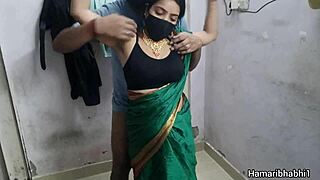 In the village, sexy Desi aunty and bhabhi share a hardcore amateur fuck session with hot pussy action and intense pounding