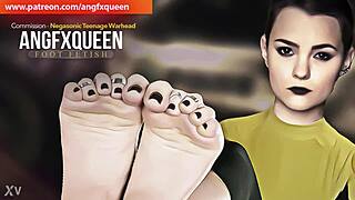 Ever seen Negasonic teen's wrinkled soles and toes for footjob tease?