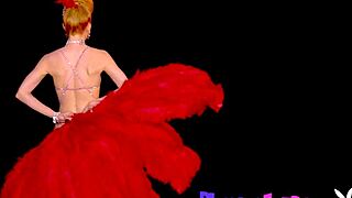 i shine in this slutty burlesque costume stripping my skinny big tits body