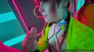 wanna see this goth redhead choke on monster cock with sloppy deepthroat in rave bathroom??