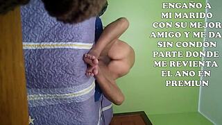 submissive latina wife handcuffed and barebacked by hubby's best friend for total cuckold thrill