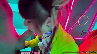 wanna see this goth redhead choke on monster cock with sloppy deepthroat in rave bathroom??
