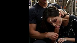 couple pulls off public subway deepthroat with huge cumshot explosion