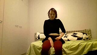 Sexy blonde webcam babe rips clothes for intense tits masturbation show