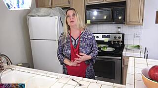 Milf Milks Stepson's Cock In Kitchen!