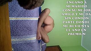 submissive latina wife handcuffed and barebacked by hubby's best friend for total cuckold thrill