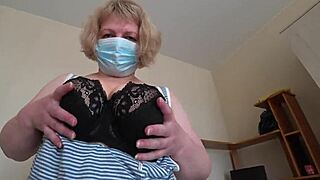 i visit girlfriend but milf in white panties fucks me doggystyle with strapon big ass shaking