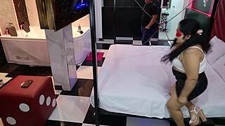 Step cousin shocked as I invite him to hotel 3some railing my curvy wife doggystyle watching cum