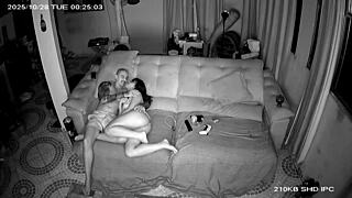 Security cam catches stepdaughter banging her stepdad raw!