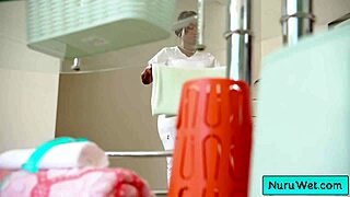 sexy ebony masseuse chanell heart gets horny fingering her black clit and wet pussy during steamy shower massage