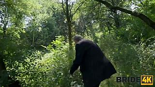 in the forest the bride fights cold feet as wet pussy craves black cock