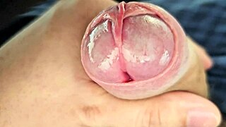 check out all this precum dripping as i edge my monster daddy cock longer