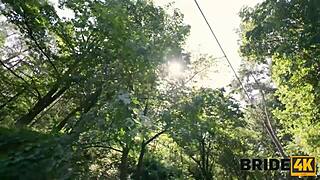 in the forest the bride fights cold feet as wet pussy craves black cock