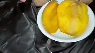 CRAZIEST FOOD MASTURBATION by hot arabian snowwhite stepsis in LA kinky extreme fetish.