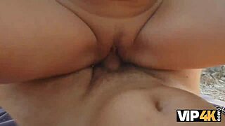 Wife with Long Hair Takes Huge Cocks from Two Guys While Husband Watches in Forest