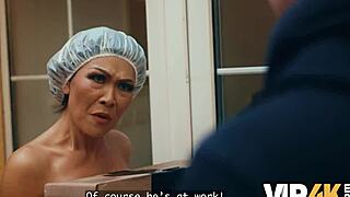 Vip4k mature neighbor in stockings and shaved pussy craves young cock fun