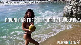 damn tiny mexican carolina reyes strippin on the beach all petite and sexy posin like playboy model huh?